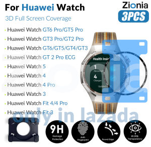 Zionia 3PCS 20D HD Full Screen Curved Edge Full Coverage Protector Film for Huawei Watch GT 6 5 4 3 2 GT6 GT5 GT4 GT3 GT2 Pro ECG 46mm 42mm 41mm Fit 4 Pro Protective Glass Explosion-proof Anti Scratch Film