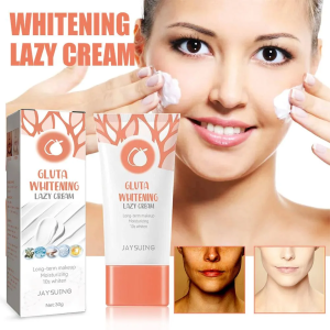 Jaysuing Gluta Whitening Lazy Cream Gluta Whitening Cream Facial Cream Concealer Long Lasting Brightening Moisturizing Whitening Face Cream