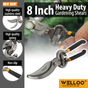 MYDIYHOMEDEPOT - WELLOO Heavy Duty 8" Pruning Shears Garden Shears Cutter Garden Scissor Snip / Tree Trimmers Hedge & Garden Shears Clippers for Plants Gardening Trimming Garden Tools / Gunting Pokok