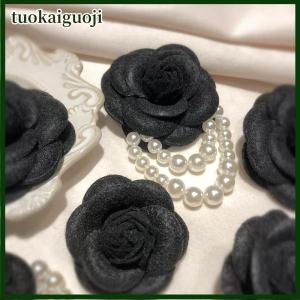 tuokaiguoji Multicolor Camellia Brooch Women Retro White Black Red Pink Wool Scarf Buckle Girls Pearl Brooches Elegant Jewelry Accessories