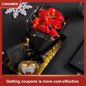 【CANAMEK】 9 Thủ Trưởng Xà Phòng Hoa Hồng Bó Hoa Nhân Tạo Hoa Cho Giáng Sinh Đám Cưới Sinh Nhật Đảng Ngày Valentine Tự Làm Quà Tặng Trang Trí Nội Thất