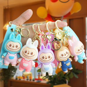 Anime Monster Labubu Keychain Cute Figure Doll Bag Pendant Keyring Car Key Chain Accessories Toy Gift for Friends