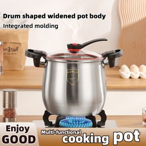 8L Large Capacity Food-Grade 304 Stainless Steel Multipurpose Cooker Pressure Cooker- Non-Stick Stew Pot - Compatible With Induction And Gas Stove