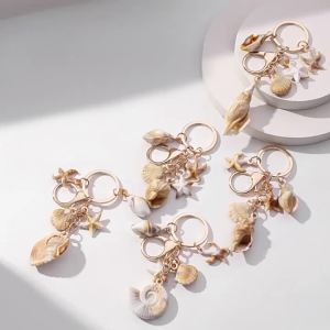 New popular creative and personalized seaside vacation simulation shell conch starfish and pentagram keychain pendant