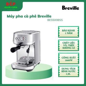 Breville Máy Pha Cà Phê BES500BSS – Bán Tự Động - Vỏ Thép Không Gỉ Sáng Bóng – Nút Điều Khiển Cơ Học – Chất Liệu Inox - Vòi Tạo Hơi Pha Cà Phê Chuẩn Barista - Công Suất 1600W