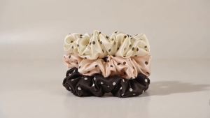 ZIMASILK 100% Pure Mulberry Silk Hair Scrunchies for Women No Damage - Gentle Elastic Hair Ties for Ponytail Holder - Hair Accessories (3 Pack Black)