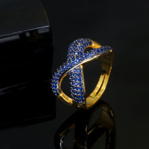 SEQUITO Simple Gold Plated Bowknot Shape Micro Pave สีเขียวสีแดงสีฟ้า Tiny AAA Cubic Zircon คริสตัลปรับเปิดแหวนสำหรับผู้หญิง Daily Party เครื่องประดับ SR055