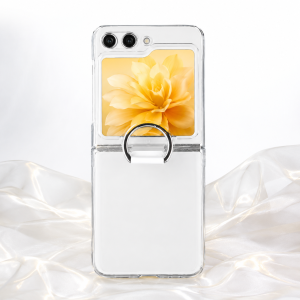 [Clover 2020] Ốp lưng Galaxy Z Flip 7 6 5 FE nhựa cứng trong có vòng nhẫn inox xỏ ngón (nút gắn 3 lỗ)