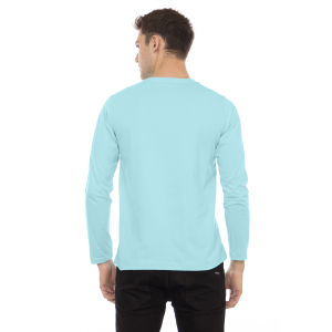 Kaos Polos Pria Oneck Lengan Panjang Bahan Katun Combed 30s Warna Biru Baby