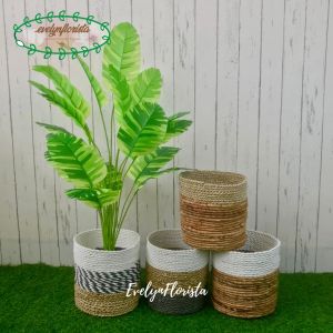 Pohon Plastik Musa Florida X18 Semi Latex Artificial Pot Dasar Cover Seagrass Pajangan Rumah Aesthetic Dekorasi Ruang Tamu