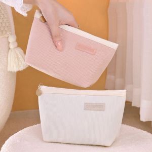 CBHH จุได้มาก กระเป๋าเครื่องสำอางเดินทาง ผ้าลูกฟูก สีทึบทึบ ถุงซับ มัลติฟังก์ชั่ ซิปมีซิป กระเป๋าเครื่องสำอางแต่งหน้า