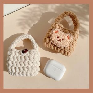 น ่ ารักการ ์ ตูนถักหมีตุ ๊ กตาเหรียญกระเป ๋ าสตางค ์ Mini กระเป ๋ าเงินแบบพกพาผู ้ ถือบัตรเครื ่ องสําอางกระเป ๋ าหูฟัง Organizer