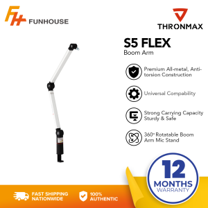 Funhouse | THRONMAX S5 FLEX Professional Boom Arm StandMic Stand for Game streaming and Broadcasting/Sturdy Stainless Steel Mic Stand with 3/8" to 5/8" Adapter/Hidden Cable Management