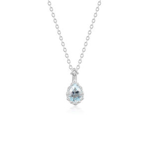 AE Water Drop Aquamarine Collarbone Necklace for Women Light Luxury Niche Exquisite Elegant Everyday Versatile High-End Atmosphere Neck Accessory