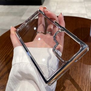 CrashStar Plating Edge Transparent Clear Hard Phone Case For Samsung Galaxy S24 S23 S22 Ultra S21 Plus + S21 FE A54 A34 A14 A53 A33 A13 5G A03S A02S A72 A12 A21S Shockproof Phone Casing Cover Shell