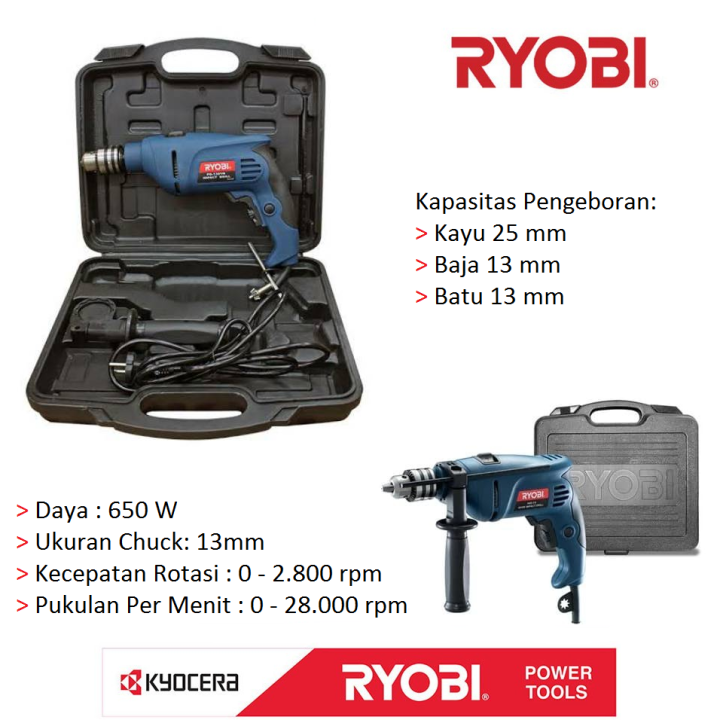 Ryobi PD-130VR Impact Drill 13 mm Bor Impact Tembok 13mm Hammer