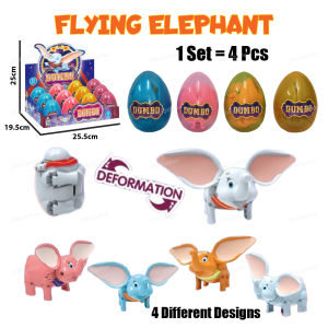 4PCS Flying Elephant Deformed Egg Transformed Little Flying Elephant Capsule Toy (4 Different Designs) (Ready Stock)