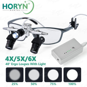 แว่นขยายทันตกรรม 4X 5X 6X 48° แว่นขยายผ่าตัดตามหลักสรีรศาสตร์ปรับความสว่างออกแบบตามหลักสรีรศาสตร์แว่นขยายแบบพกพา