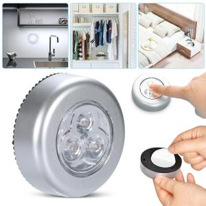 Mini Wireless 3 LED Push Touch Lamp Kitchen Cabinet Closet Night Wall Light