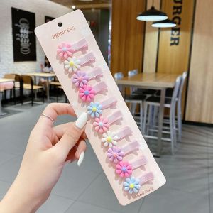 10Pcs Mini Cartoon Baby Girls Hairclips Cute Unicorn Animals Fruit Kids Hair Pins Sweet Color Princess Children Barrettes Hair Accessories