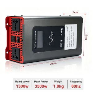 Upgraded Pure Sine Wave Inverter Dual AC Sockets Dual USB Charging Ports Car Home Power Supply
