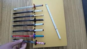 4 Styles Demon Slayer Cosplay Sword Gel Pen Rengoku Kyoujurou Pen Kimetsu No Yaiba Kokushibo Cos Weapon Pens Tsuyuri Kanao Halloween Gift