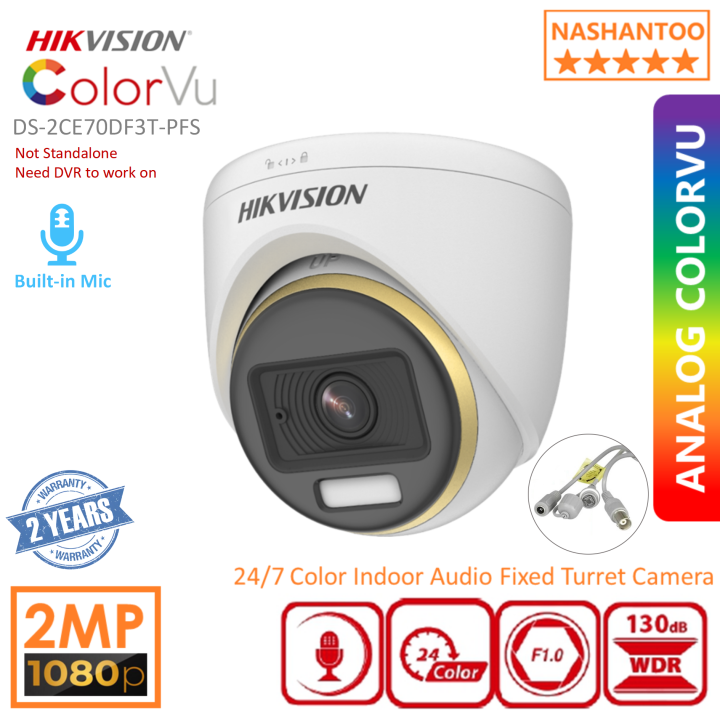 HIKVISION CCTV Security Cameras DS-2CE70DF3T-PFS ColorVu 4in1 2MP