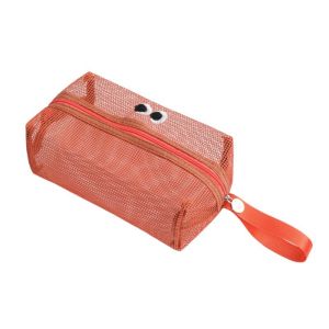 NBANLIKE Di động Túi trang điểm lưới mắt lớn Trong suốt Dung tích lớn Túi xách mỹ phẩm du lịch Đơn giản Thoáng khí Hộp đựng đồ vệ sinh hoạt động hoạt hình Phụ nữ