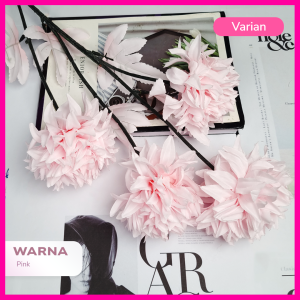 Bunga Pompom Jumbo X3 Cabang Premium/Bunga Artificial Dekorasi/Bunga Tangkai Panjang [KN-439]