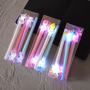 4Pcs/Set 0.5mm Cute Cartoon Unicorn Bear LED Refillable Gel Pen with Light: Creative Pen Gifts for Students, Kids, and Children