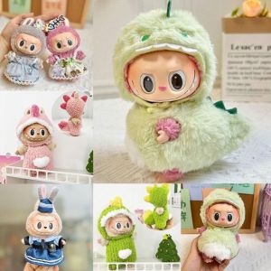 YUDESHUI Chỉ bán quần áo Quần áo búp bê labubu Thủ công Búp bê quà tặng hóa trang Phụ kiện búp bê  Quần áo sĩ quan Thỏ Áo liền quần khủng long labubu Labubu hộp Đèn treo 15cm