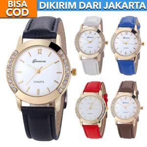 Santorini Geneva Jam Tangan Pria Wanita Korea Fashion Diamond Stone Quartz Analog Women Leather Watch181