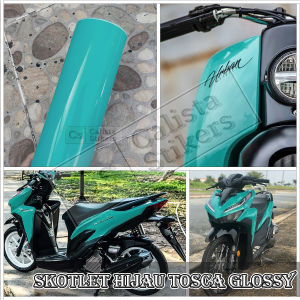 Sticker Skotlet Hijau Tosca Motor Kilap Glossy Cover Body Sepeda Listrik Vespa Sport Stylish