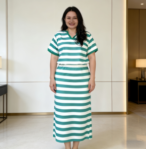 Womens Terno Blouse Skirt +Short Top Casual Suit Stripes V-Neck Classic Daily Life Comfortable Plus Size L2316