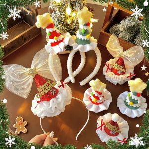 SVSAKZ168 Shiny Sequin Christmas Hair Clip Gauze Bow Santa Hat Headband Christmas Decoration Cute Christmas Hat Hairpin Party