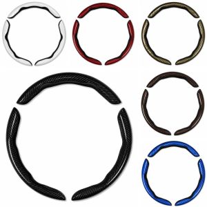 AKZDXE 3PCS Segmented Steering Wheel Cover Set Snap On Carbon Fiber Car Steering Wheel Protector Durable Non Slip Steering Wheel Grip Cover Car Interior Protection