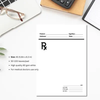 RX Prescription Pads Generic or Customized Prescription Pads A5 size | Doctor's Pad | 50-100 leaves | RX Pad