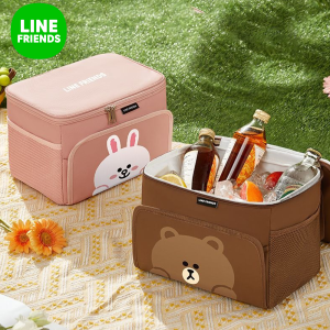 Line Friends Brown Insulated Cooler Bag with 10L Large Capacity 600D Oxford Cloth Beg LFB93