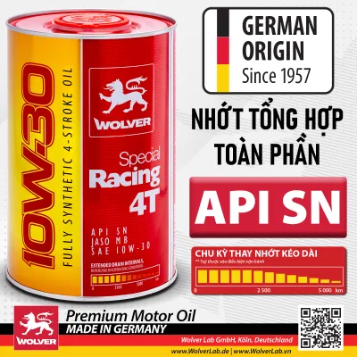 TẶNG SÚC ĐỘNG CƠ - Dầu nhớt xe tay ga Wolver Special Racing 10w30 API SN (800mL) Fully Synthetic