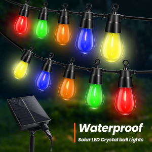 (Upgraded)Solar ST38 LED Waterproof Bulbs Light Outdoor Garden String Lights Decoration Christmas Fairy Lights(With rattan strips)
