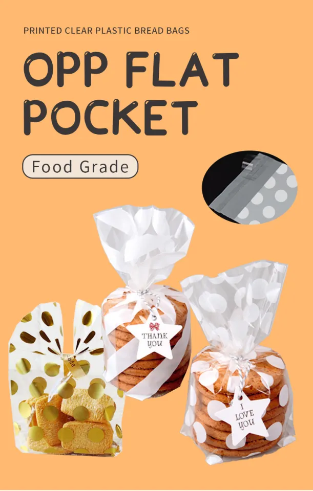 100PCS Christmas Plastic Food Bags Transparent Cookie, Candy