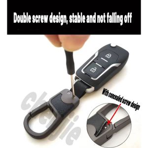 High-quality cowhide leather car keychain /Fashion Metal key holder car accessories For Toyota Vios Fortuner Innova Corolla Altis Hiace Avanza Land Cruiser Hilux Camry Wigo RAV4 Revo Corolla Yaris Previa FJ Cruisertantu Alphard Prado