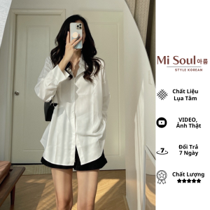 Áo sơ mi nữ form rộng MISOUL dài tay chất liệu cao cấp kiểu dáng trendy Sơ mi Trắng xuông Hàn Quốc 104