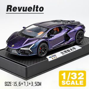 LEO 1:32 Revuelto Alloy Car Model Light & Sound Effect Diecast Car Toys for Boys Birthday Gift Kids Toys Car Collection