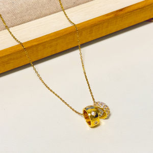 AE Fashionable Commuting Necklace with Unique Design Titanium Steel Elegant and Luxurious High-End Feel Real Gold Plated Versatile Clavicle Chain for Women