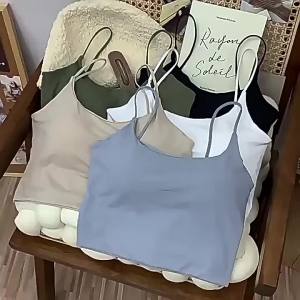 จัดส่งจากจีน [2025]METWO ชุดชั้นในไร้รอยต่อ สัมผัสเปลือยหลัง ไม่มีสาย แผ่นรองหน้าอก ห่อหน้าอก สายบาง ผ้าไหมเย็น เสื้อชั้นในเซ็กซี่แบบสั้น 3.5