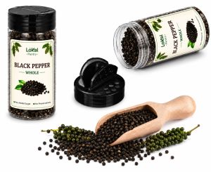 Black Whole Pepper Premium Grade | Whole Peppercorns | Culinary Herbs & Spices | Fresh Aromatic Seasoning | Ideal for Grinders Marinades Rubs Soups Stews & Sauces | Natural Whole Black Pepper | 200mL Bottle Shaker | Resealable Spice Container