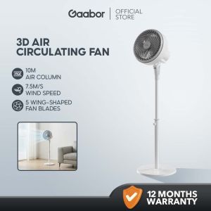 Gaabor 3D Air Circulating Fan with 10M Air Column 7.5M/S Wind Speed 5 Wing-Shaped Fan Blades 12 Months Warranty