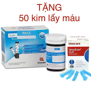 [ Tặng Kèm 50 Kim ] Que Thử Đường Huyết Hộp 50 Que Safe Accu Chính Hãng Sinocare