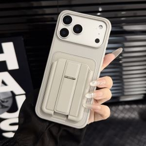 Luxury Card Slot Armor Plain Color Case For iPhone 17 Air 16 15 14 13 12 11 Pro Max Plus Rotating Holder Phone Shell Shockproof Stand Grip Matte Back Cover